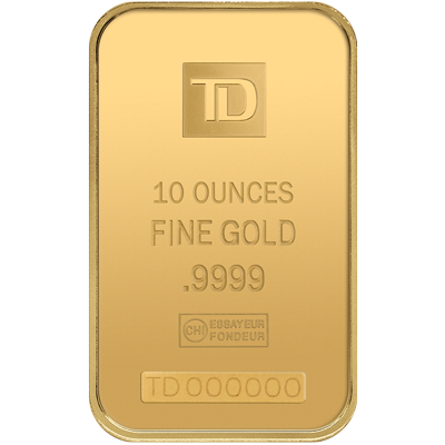 A picture of a 10 oz TD Gold Bar